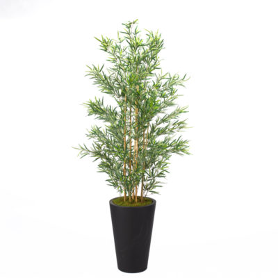 7' Bamboo Tree in Tall Round Black Planter - 318103