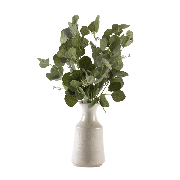 Silver Dollar Eucalyptus Branches in Lait Vase - 187002