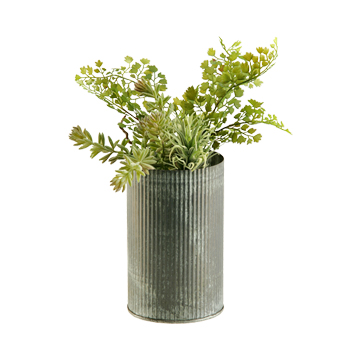 Flocked Mini Sedum, Easter Grass & Maiden Hair in Harvest Vase - 154043