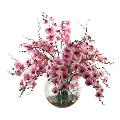 Pink/White Phal Orchids in Glass Bubble Bowl - 169001