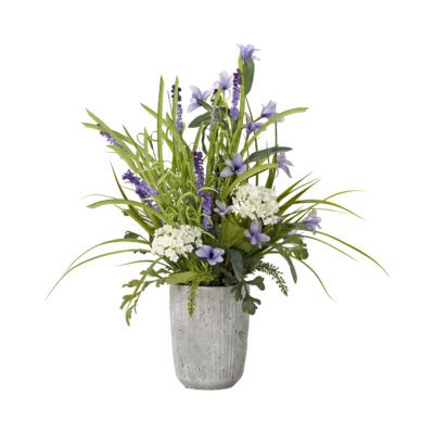 Wild Flowers, Lavender & Grass in Concrete Vase - 184063
