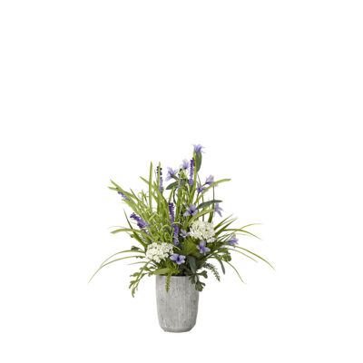 Wild Flowers, Lavender & Grass in Concrete Vase - 184063