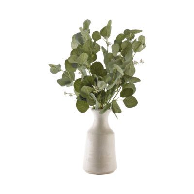 Silver Dollar Eucalyptus Branches in Lait Vase - 187002