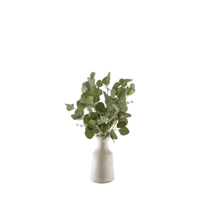 Silver Dollar Eucalyptus Branches in Lait Vase - 187002