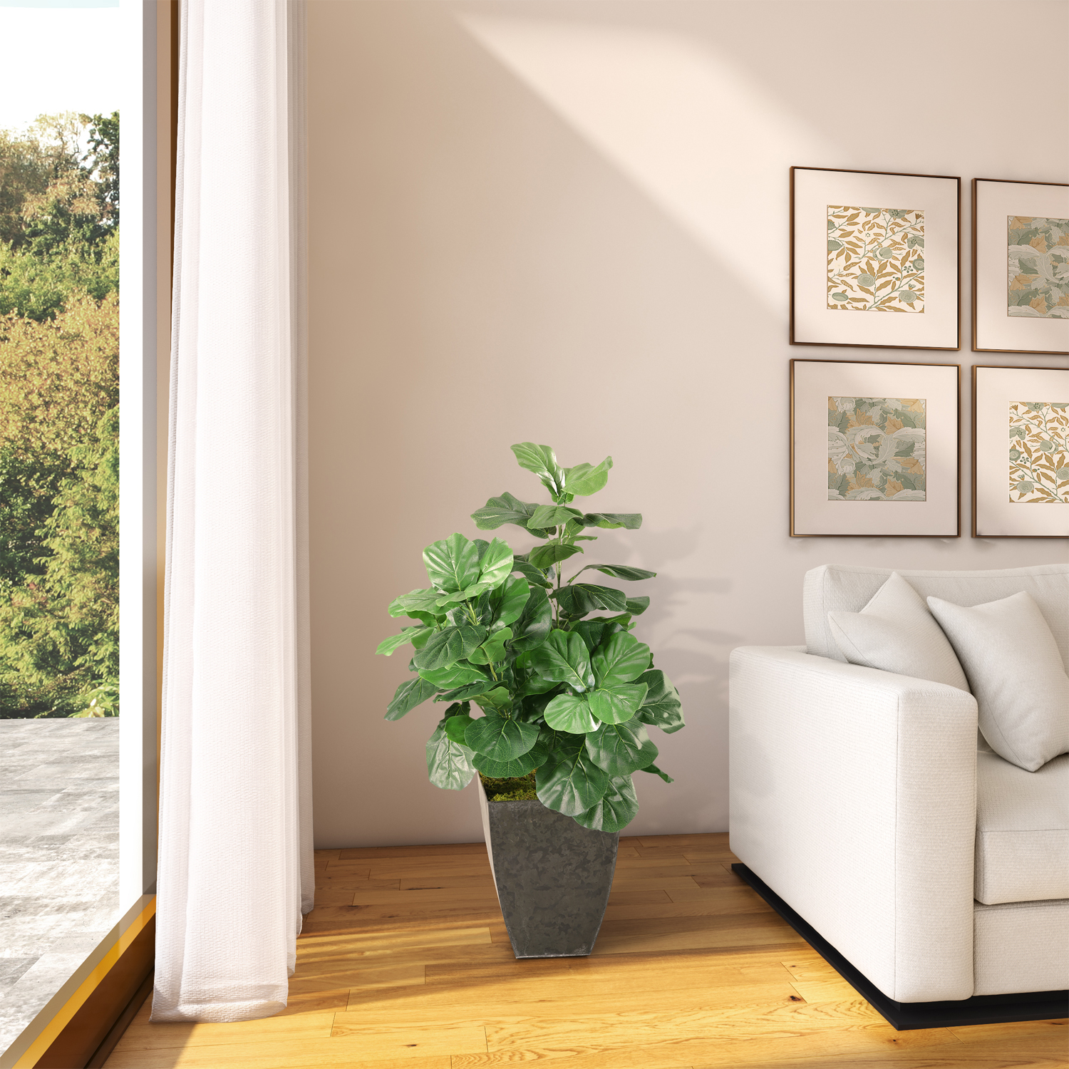 Fiddle Leaf Fig Plant in Cardinal Planter 4' - 313447 - Image 2