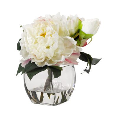 Cream Peonies in Bevel Vase - 191017