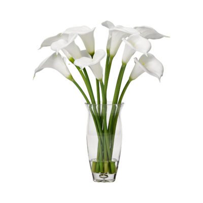 White Calla Lilies in Glass Vase - 191039