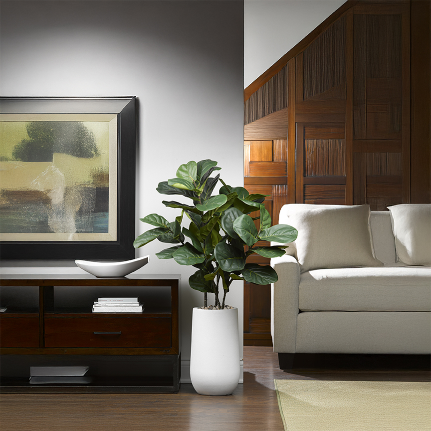 Natural Touch Fiddle Leaf Fig Plant in Quinn Planter 4' - 319111 - Image 2