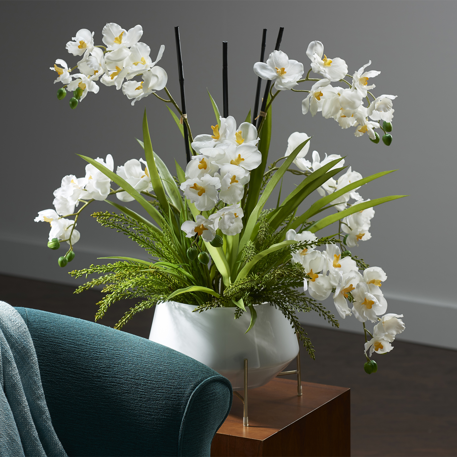White Vanda Orchids in Parson Planter - 199018 - Image 2