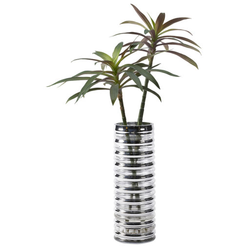 Yucca Branches in Silver/Clear Glass Vase - 199045
