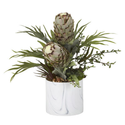 Green Mink Proteas with Staghorn Fern in Large Cora Vase - 201008