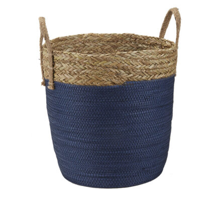 Large Blue/Rattan Basket with Handles - CT2678