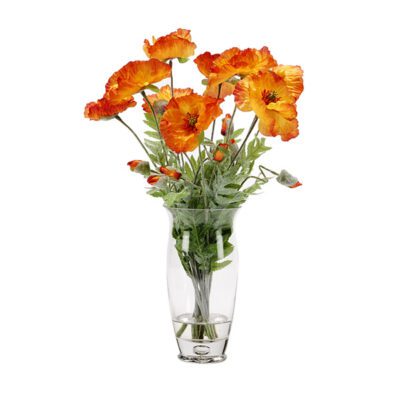 Orange Poppies in Glass Vase - 197018