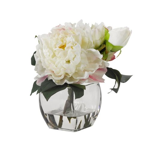 Cream Peonies in Bevel Vase - 191017