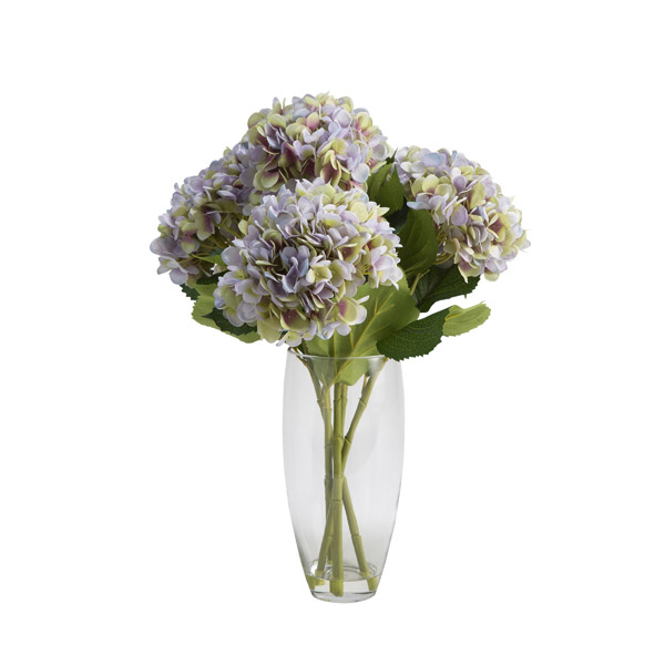 Lavender Hydrangeas in Glass Vase - 209106