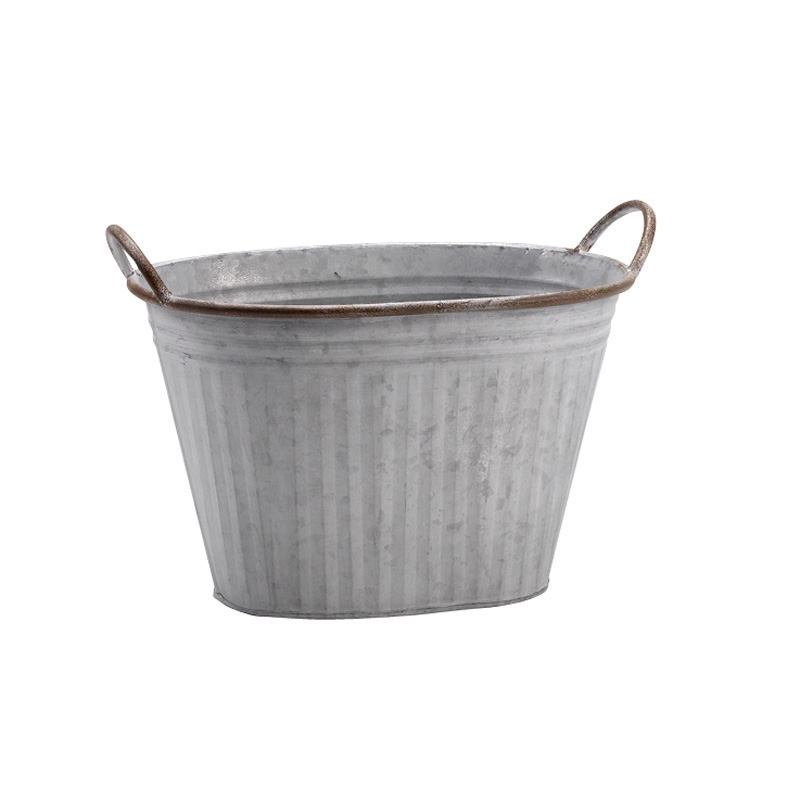 Medium Oval Metal Bucket with Metal Handles - CT2512 - D&W Silks