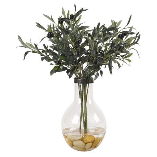 Olive Branches in Large Firefly Lightbulb Vase - 212004