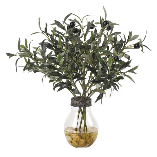 Olive Branches in Small Firefly Lightbulb Vase - 212005