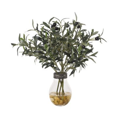 Olive Branches in Small Firefly Lightbulb Vase - 212005