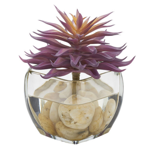 Purple Single Stem Succulent in Bevel Vase - 212008