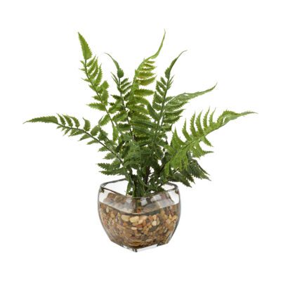 Leather Fern in Bevel Vase - 212012