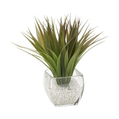 Green/Brown Grass in Bevel Vase - 212016