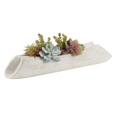 Flocked Agave with Assorted  in Whitewashed Lodge Planter - 212130