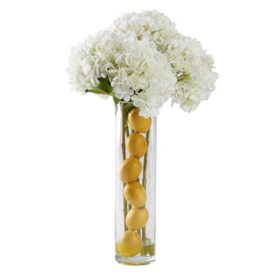Cream Hydrangeas with Lemon in Cillian Vase - 212215