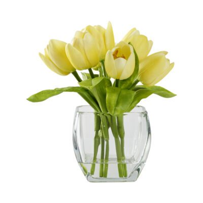 Yellow Tulips in Bevel Vase - 212239