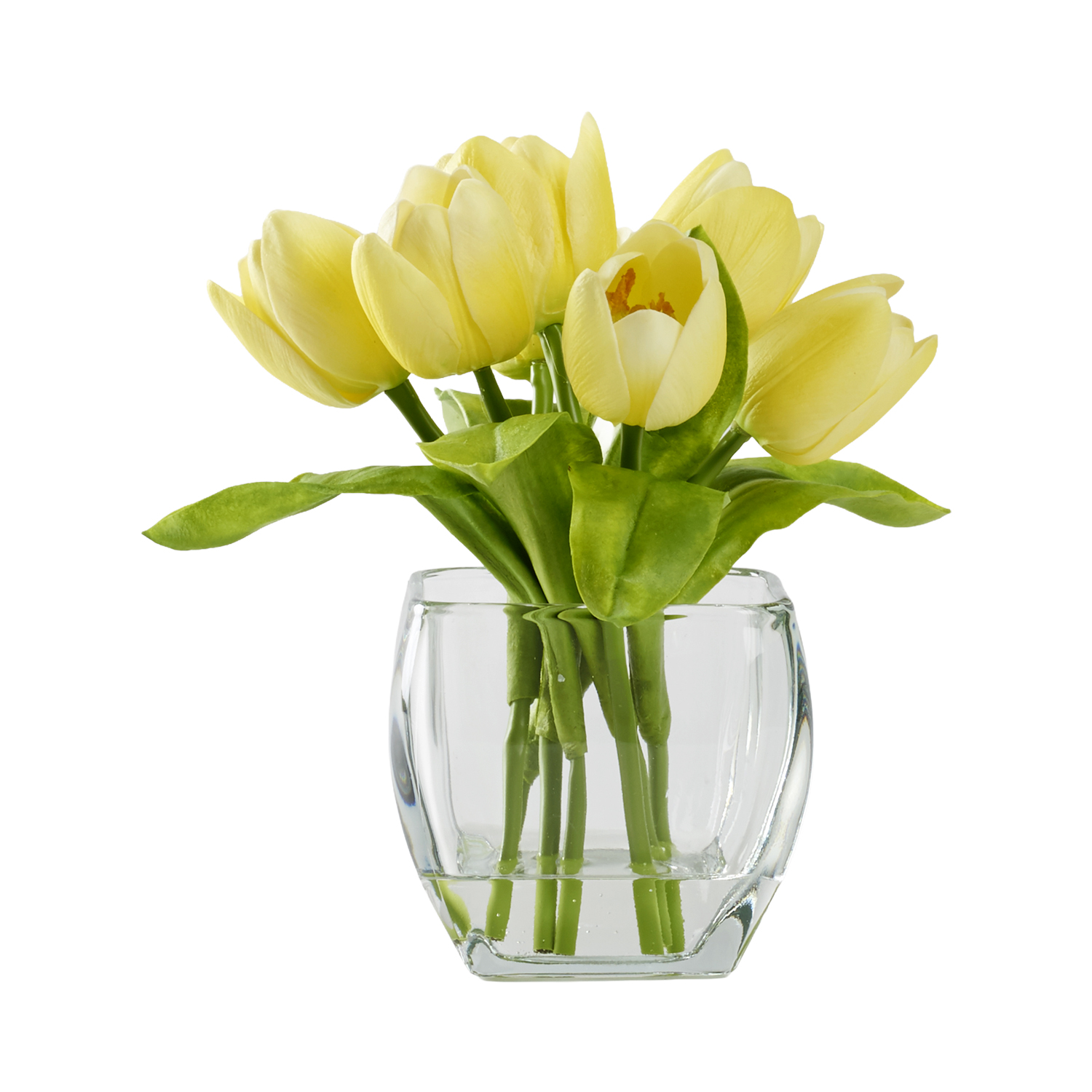 Yellow Tulips in Bevel Vase - 212239