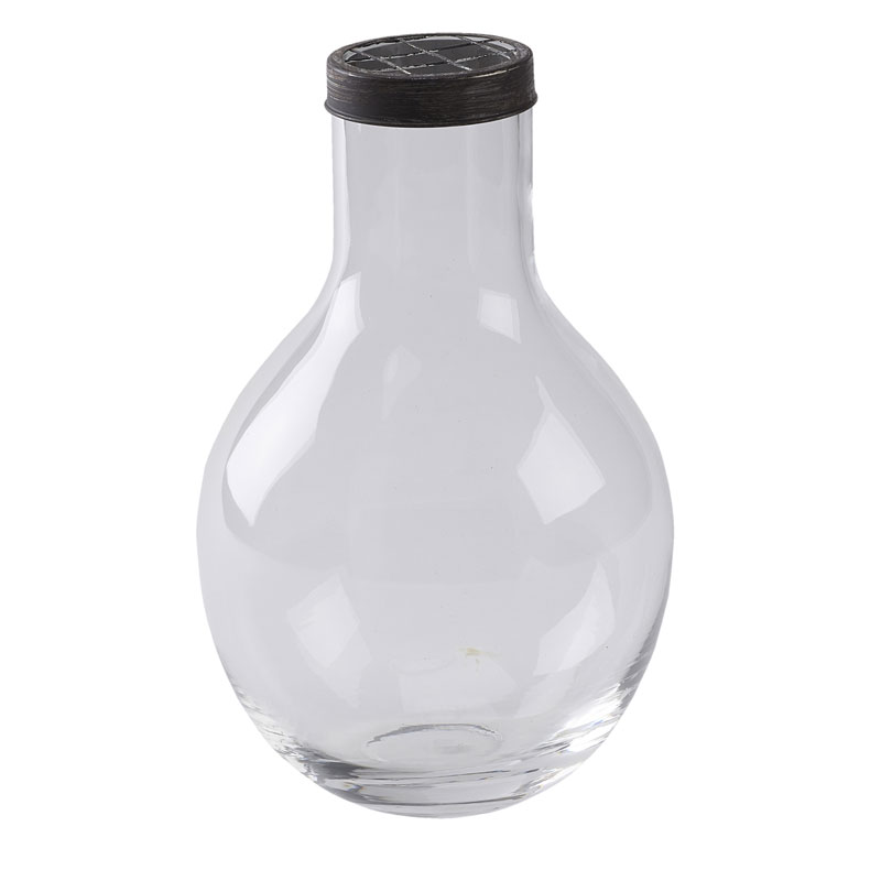 Glass Bulb Vase with Metal Lid CT2315 D&W Silks