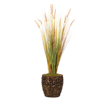 70" Onion Grass in Round Banana Leaf Basket - 321922