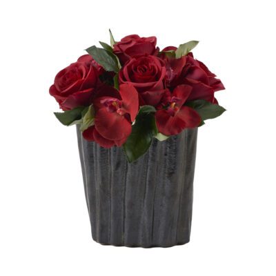 Roses and Phal Orchids in Ripple Planter - 224003