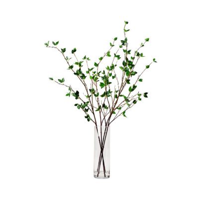 Real Touch Cherry Leaf Branches in Glass Vase - 224033