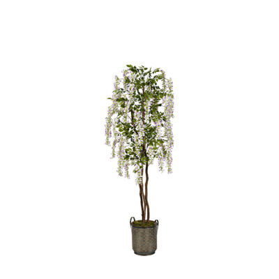 Lavender Wisteria Tree in Round Metal Planter 7' - 322405