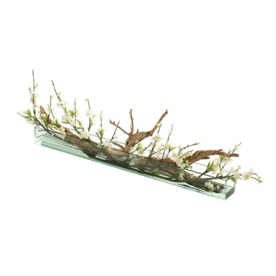 White Cherry Blossom with Ghostwood in Large Aquaria Glass - 227037