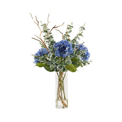 Hydrangeas, Eucalyptus and Sandblasted Dragonwood in Fleur Vase - 229041
