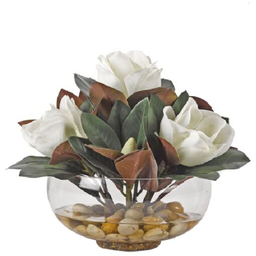 Magnolias in Terrarium Bowl with Rock - 209125