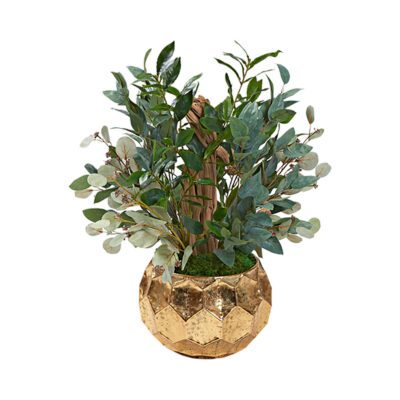 Bay Leaf, Ghostwood, and Eucalyptus in Medium Felix Planter - 229054