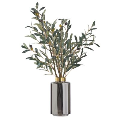 Olive Spray in Large Smoke Vase - 231046