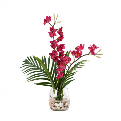 Purple Cymbidium Orchids in Tumbler Vase - 221012