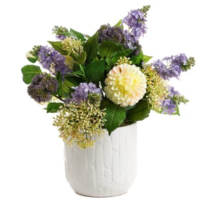LILAC, SEDUM SPRAY, & DAHLIAS IN WINSLOW POT - 236006
