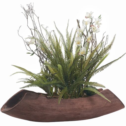 Orchids, Staghorn, & Echeverias in Brown Lodge Planter - 236021