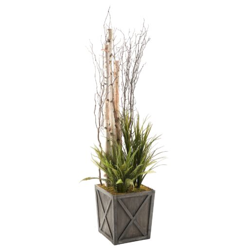 7' Birch with Assorted Greenery in Medium Grange Planter - 323605