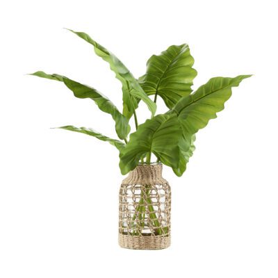 Philo Leaves in Jute Wrapped Glass Vase - 239026