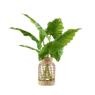 Philo Leaves in Jute Wrapped Glass Vase - 239026
