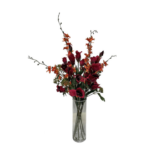 Amaryllis and Balloon Flowers in Small Rowan Vase - 7239006