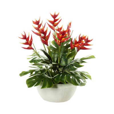 Heliconia Spray, Split Leaf Philo & Dracaena Plant in Triad Planter - 231205