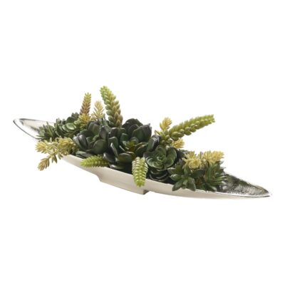 Succulents in Silver Denver Boat - 231219