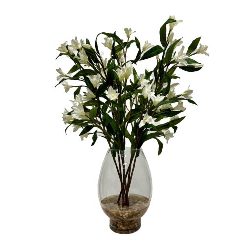 White Spike Flower in Socle Vase - 240101